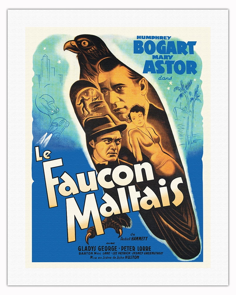 The Maltese Falcon (Le Faucon Maltais) Starring Humphrey Bogart - Vintage  French Movie Poster c.1941 - Fine Art Matte Paper Print (Unframed) 18x24in  - Walmart.com