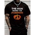thumbnail image 1 of The Man Behind The Pumpkin Funny Halloween Graphic Print Unisex Casual Holiday Party Gift Cotton Men's Women's Tee Shirt, 1 of 6