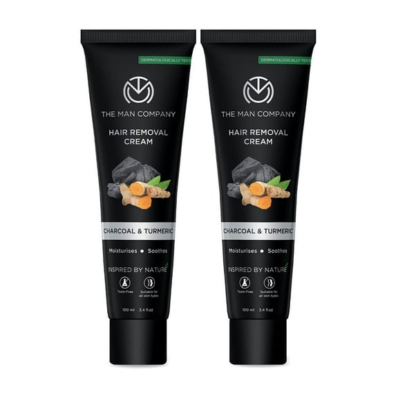 The Man Company Hair Removal Cream for Men Enriched with Charcoal & Turmeric, Pack of 2