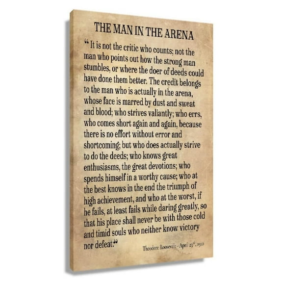The Man In The Arena Framed Poster Inspirational Wall Art Prints Modern Vintage Pictures Canvas Motivational Quotes Wall Decor For Bedroom
