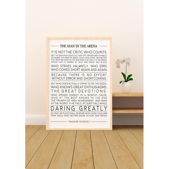 The Man In The Arena Quote Inspirational Quote Graduation Poster Unframed Paper Print