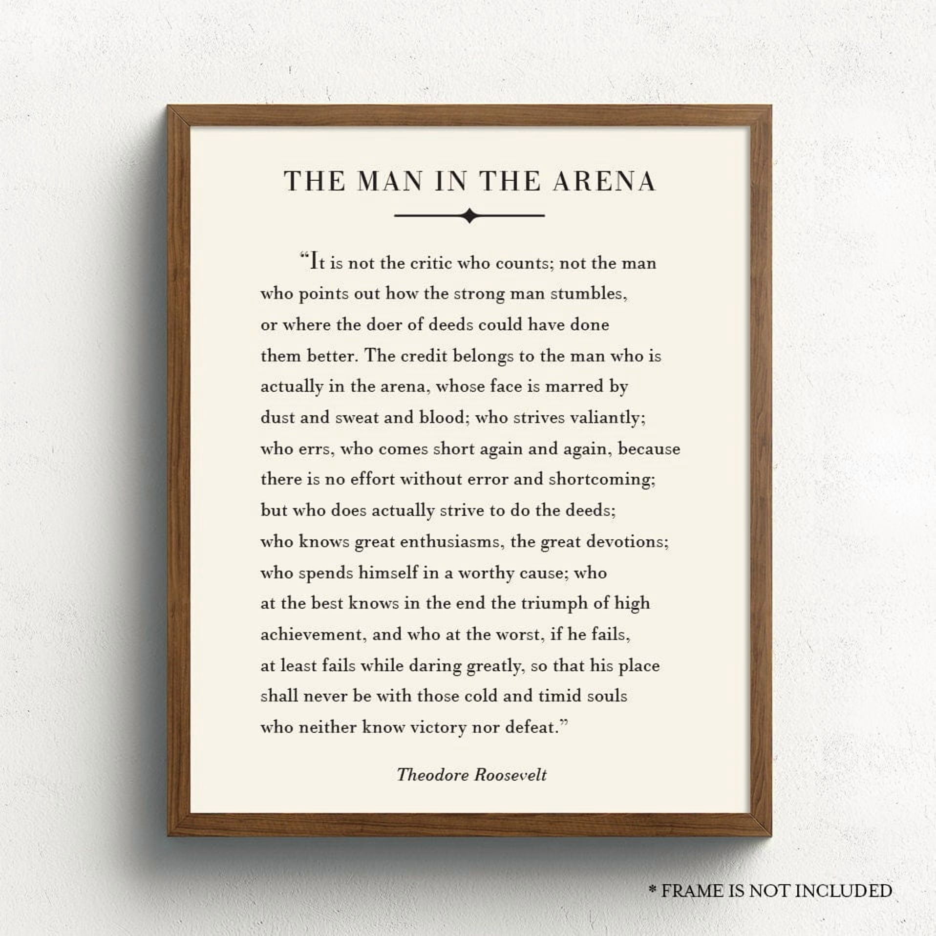 The Man In The Arena Theodore Roosevelt Quote Art Inspirational ...