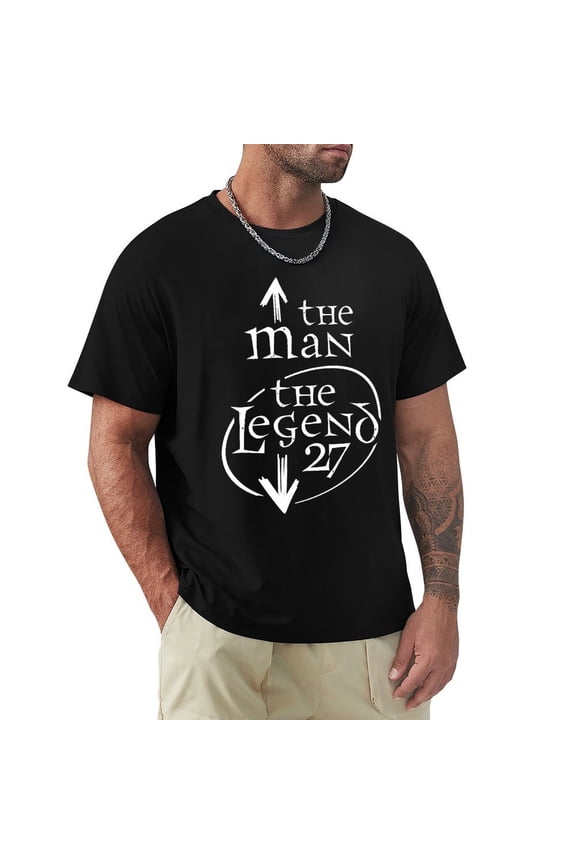 The Man The Legend Men's HD Print Classic Short Sleeve T-Shirts Black M