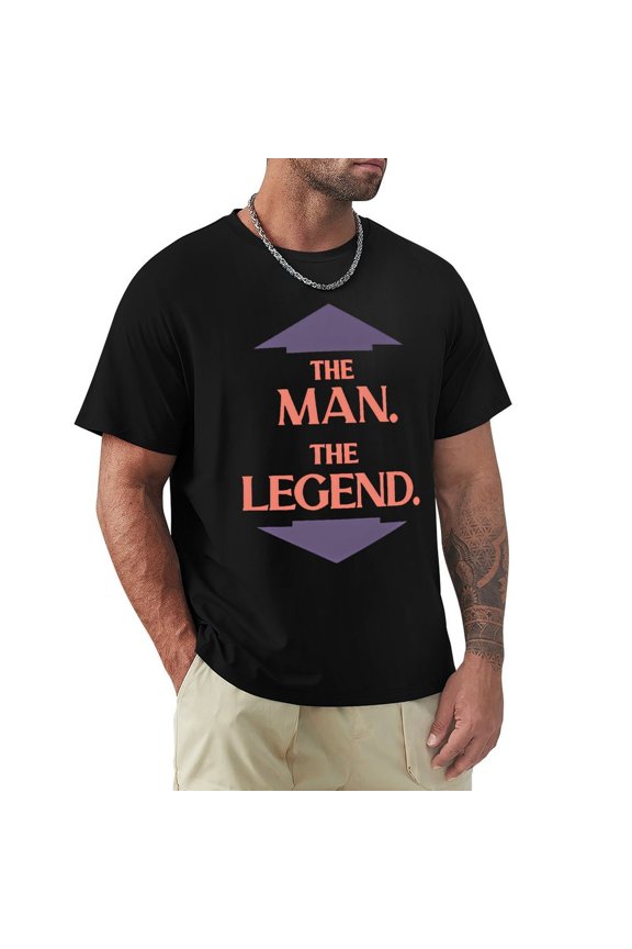 The Man The Legend Men's HD Print Classic Short Sleeve T-Shirts Black M