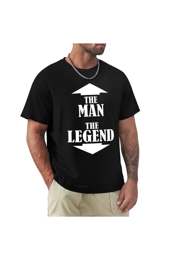 The Man The Legend Men's HD Print Classic Short Sleeve T-Shirts Black M