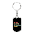 thumbnail image 1 of The Man The Myth Stainless Steel or 18k Gold Premium Swivel Dog Tag Keychain, 1 of 10