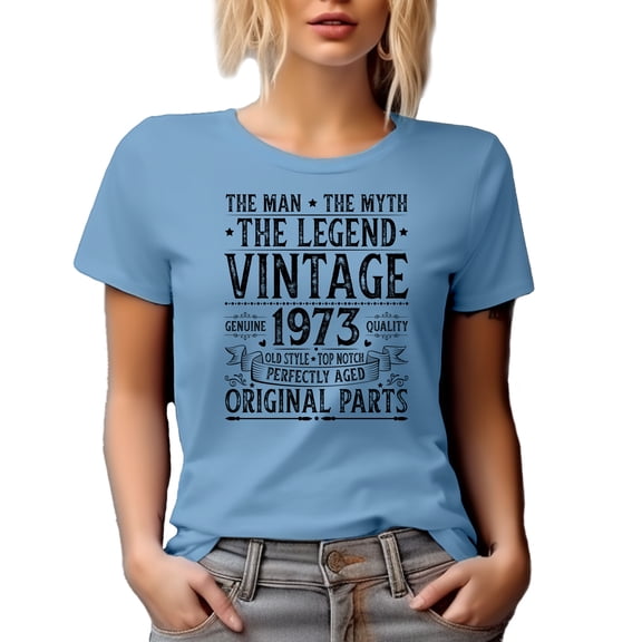 The Man, The Myth, The Legend, Vintage 1973, Granddad or Grandpa's Birthday, Baby Blue T-Shirt, Small