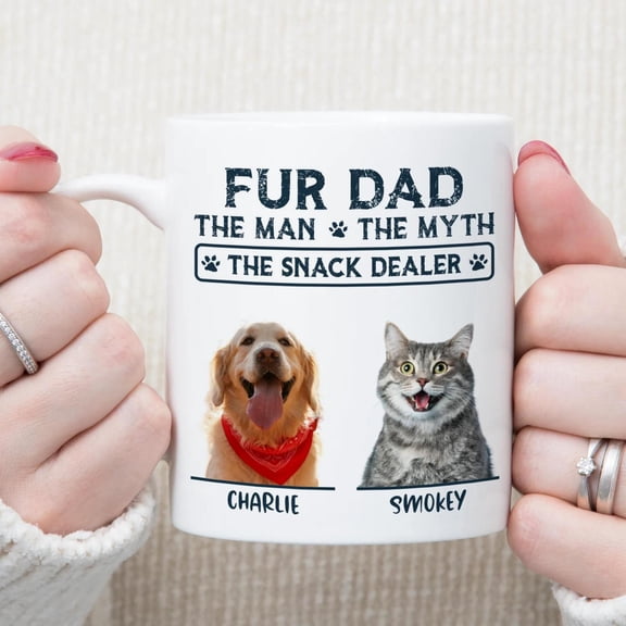 The Man The Myth The Snack Dealer Personalized Custom Photo Dog Cat Dad Mug, Bekilab Ceramic Coffee Mug, 11oz 15oz Gift