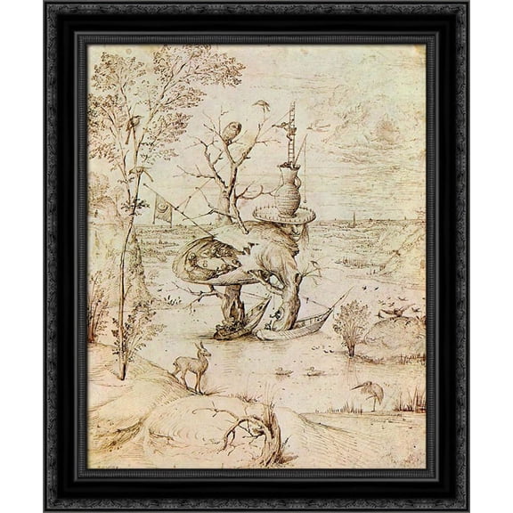 The Man'Tree 20x24 Black Ornate Wood Framed Canvas Art by Bosch, Hieronymus