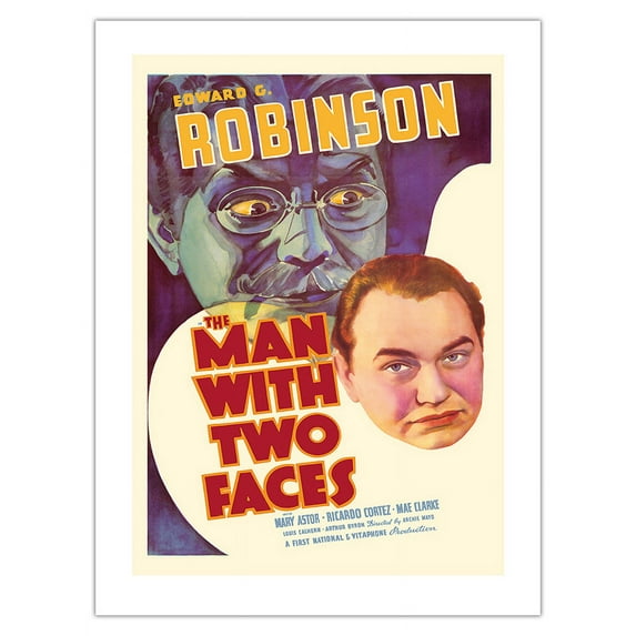 The Man with Two Faces - Starring Edward G. Robinson & Mary Astor - Directed by Archie Mayo - Vintage Film Movie Poster c.1934 - Fine Art Matte Paper Print (Unframed) 18x24in