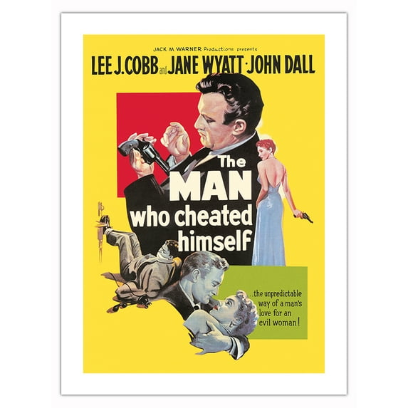 The Man Who Cheated Himself - Starring Lee J. Cobb, Jane Wyatt - Vintage Film Noir Movie Poster c.1951 - Bamboo Fine Art 290gsm Paper (Unframed) 12x16in