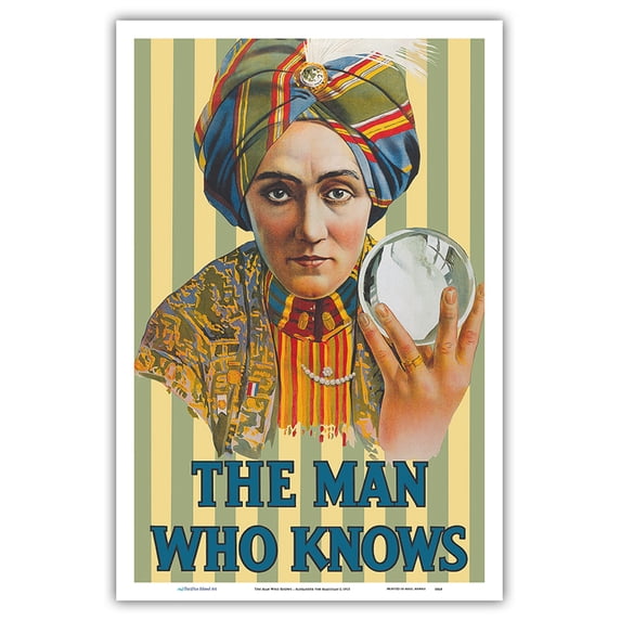 The Man Who Knows - Alexander the Magician (Claude Conlin) - Vintage Magic Poster c.1915 - Master Art Print (Unframed) 12in x 18in