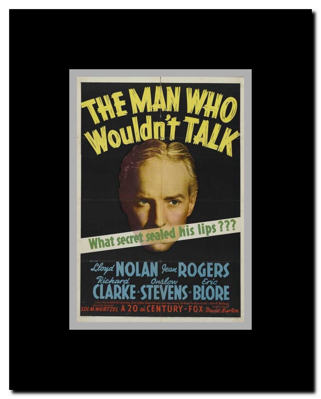 The Man Who Wouldn't Talk Framed Movie Poster