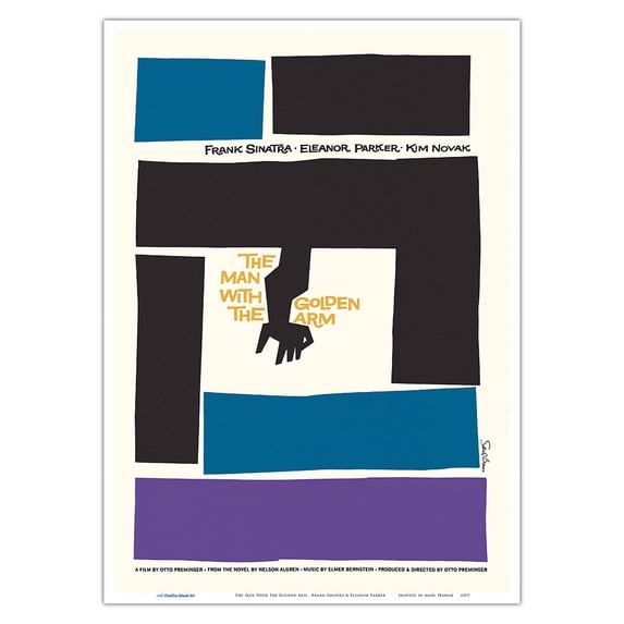 The Man With The Golden Arm - Starring Frank Sinatra & Eleanor Parker - Vintage Film Movie Poster by Saul Bass c.1955 - Master Art Print 10in x 14in