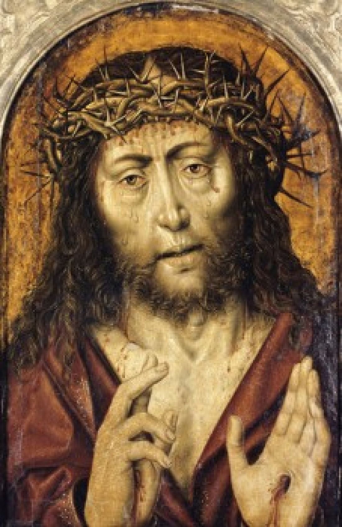 The Man of Sorrows Aelbrecht Bouts (c 1460-1549 Flemish) Canvas Art - Aelbrecht Bouts (18 x 24)
