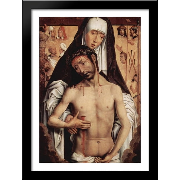 The Man of Sorrows in the Arms of the Virgin 28x38 Large Black Wood Framed Print Art by Hans Memling
