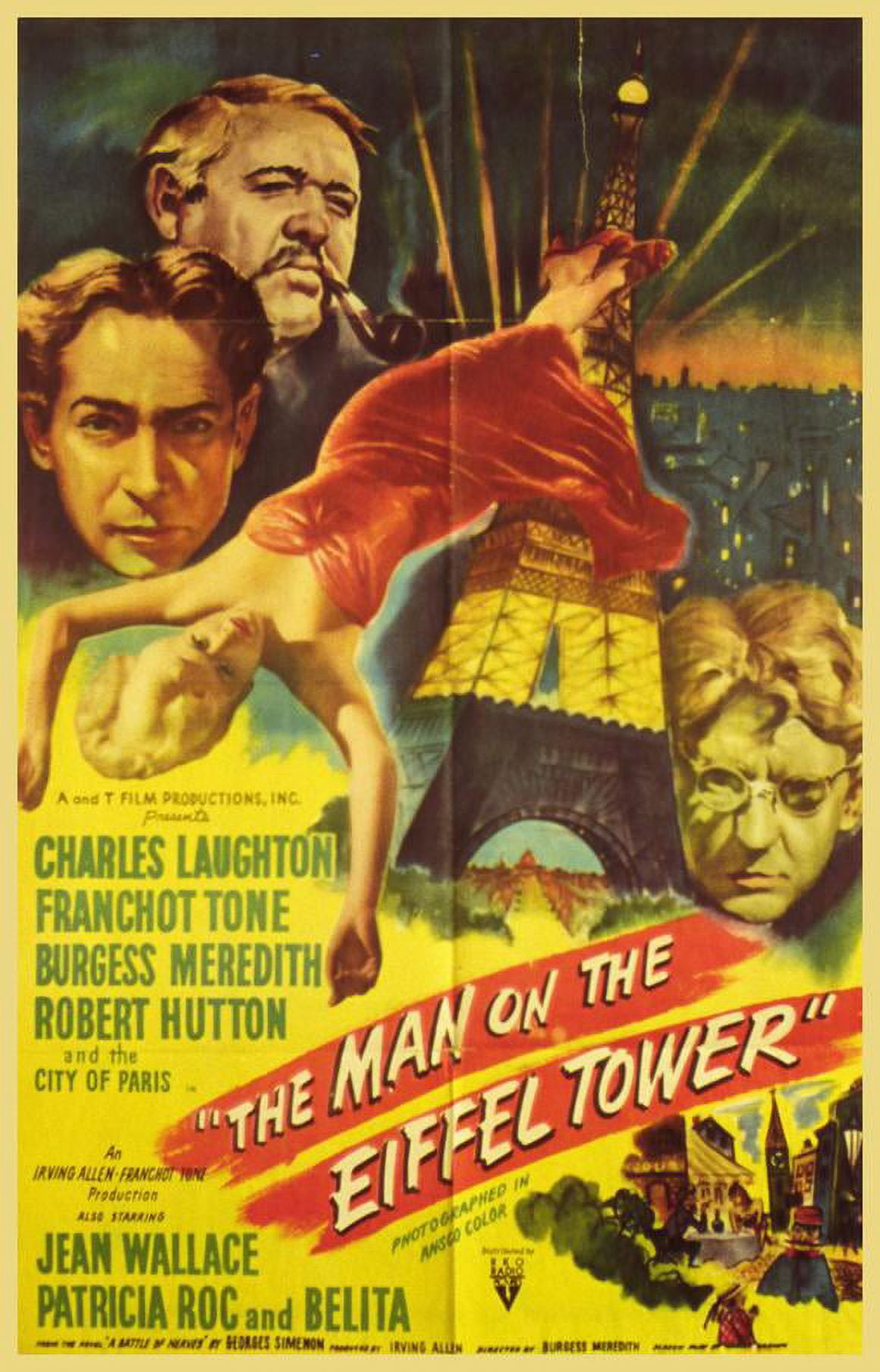 The Man on the Eiffel Tower movie POSTER (Style A) (27" x 40") (1949