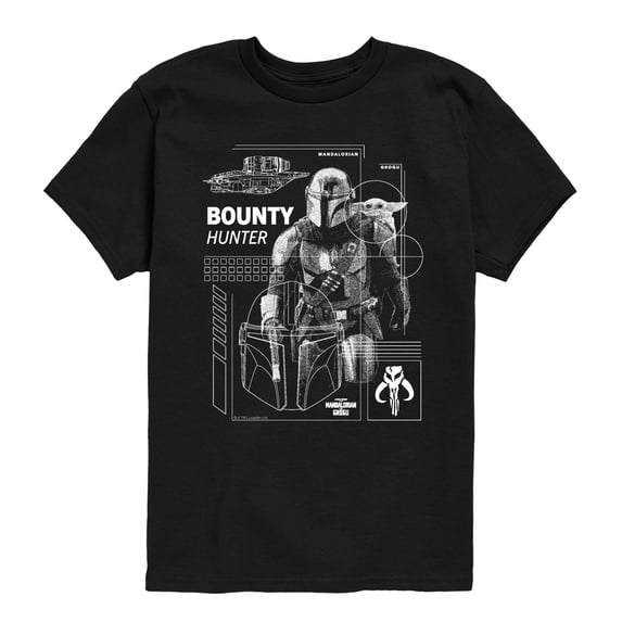 The Mandalorain And Grogu - Bounty Hunter Dark Digital - Youth Boys Short Sleeve Graphic T-Shirt