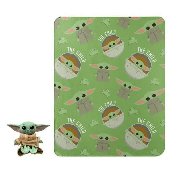 The Mandalorian 810394 40 x 50 in. The Mandalorian The Child Hugger & Throw Blanket