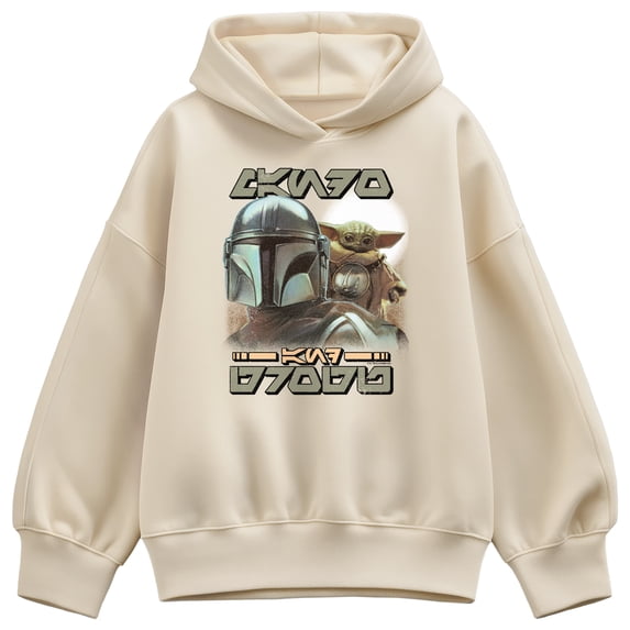 The Mandalorian And Grogu - Aurebesh Potrait - Women's Oversized Fleece Hoodie Sweatshirt