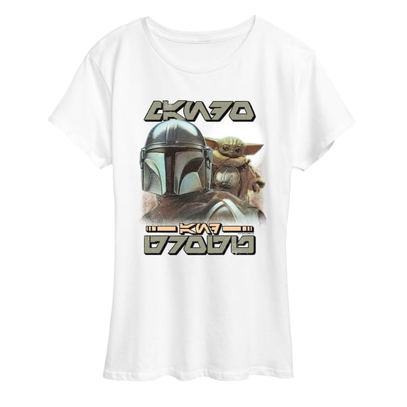 The Mandalorian And Grogu - Aurebesh Potrait - Women's Short Sleeve Graphic T-Shirt