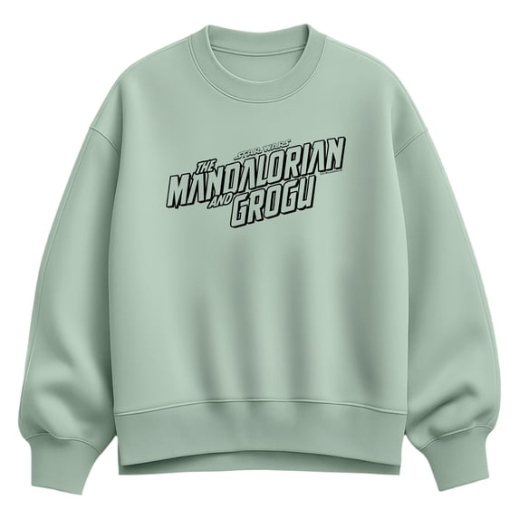 Star Wars - Black Movie Logo Oversized Fleece Crew Sweatshirt
