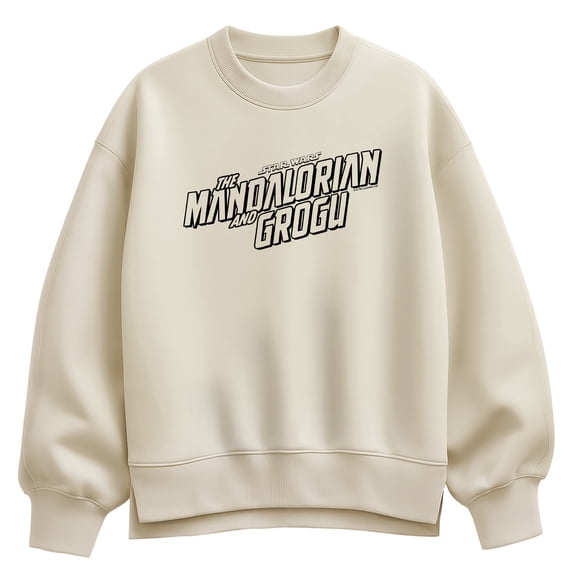 The Mandalorian And Grogu - Black Movie Logo - Women's Oversized Fleece Crew Sweatshirt