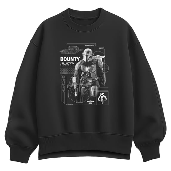 The Mandalorian And Grogu - Bounty Hunter Dark Digital - Women's Oversized Fleece Crew Sweatshirt