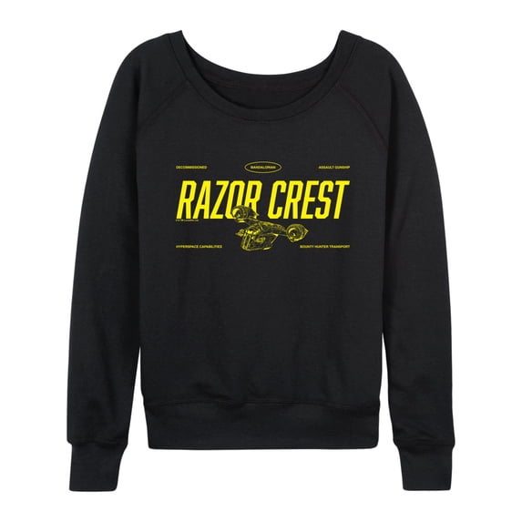 Star Wars - Razor Crest Jersey Lightweight French Terry Wide Neck Long Sleeve Graphic Shirt