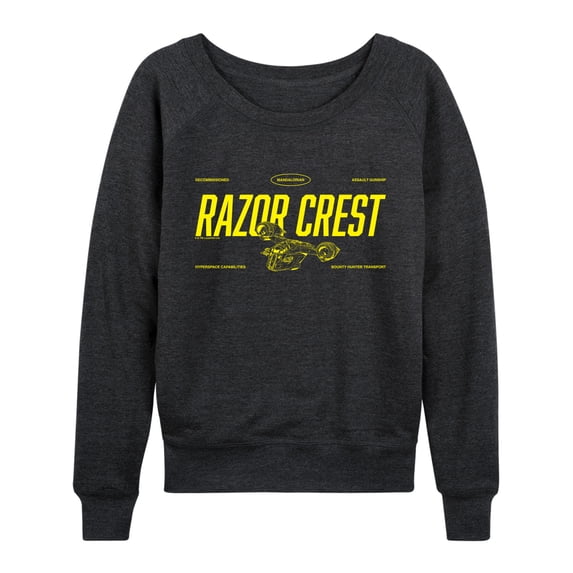 Star Wars - Razor Crest Jersey Lightweight French Terry Wide Neck Long Sleeve Graphic Shirt