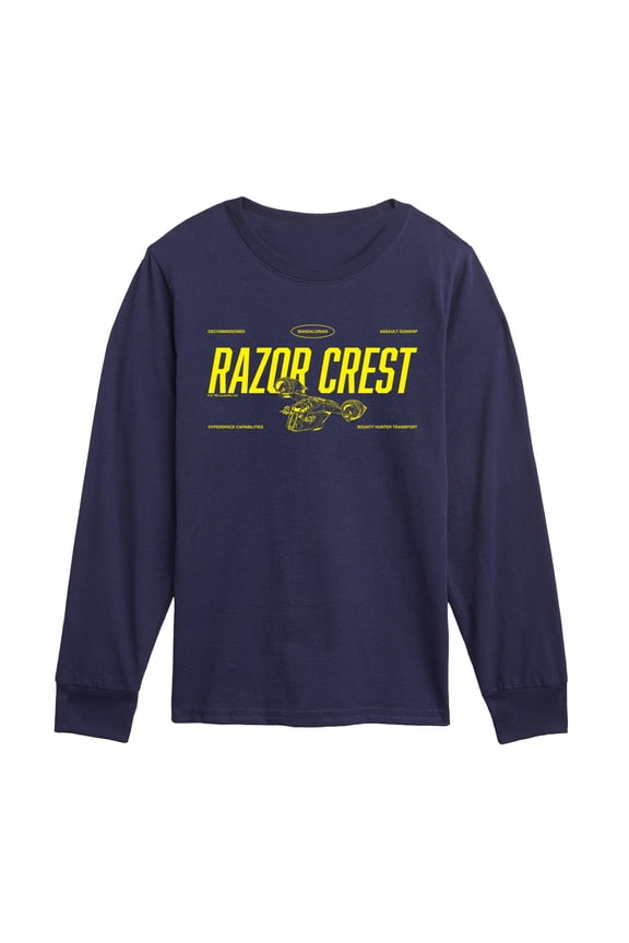 The Mandalorian And Grogu - Razor Crest Jersey - Youth Boys Long Sleeve Graphic T-Shirt