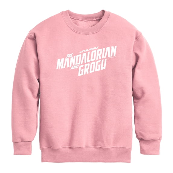 The Mandalorian And Grogu - White Movie Logo - Youth Boys Crew Fleece Sweatshirt