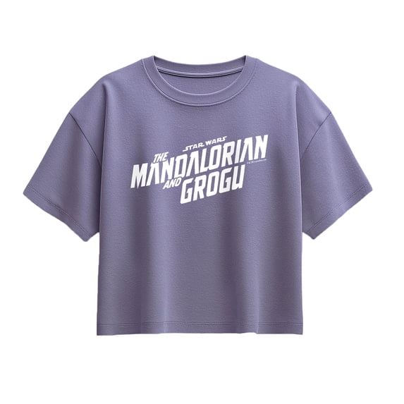 The Mandalorian And Grogu - White Movie Logo - Youth Girls Boxy T-Shirt