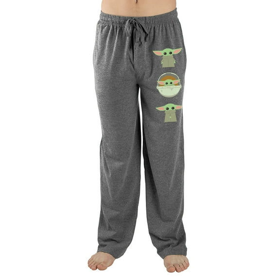 The Mandalorian Baby Grogu Star Wars Mens Grey Sleep Pajama Pants-Medium