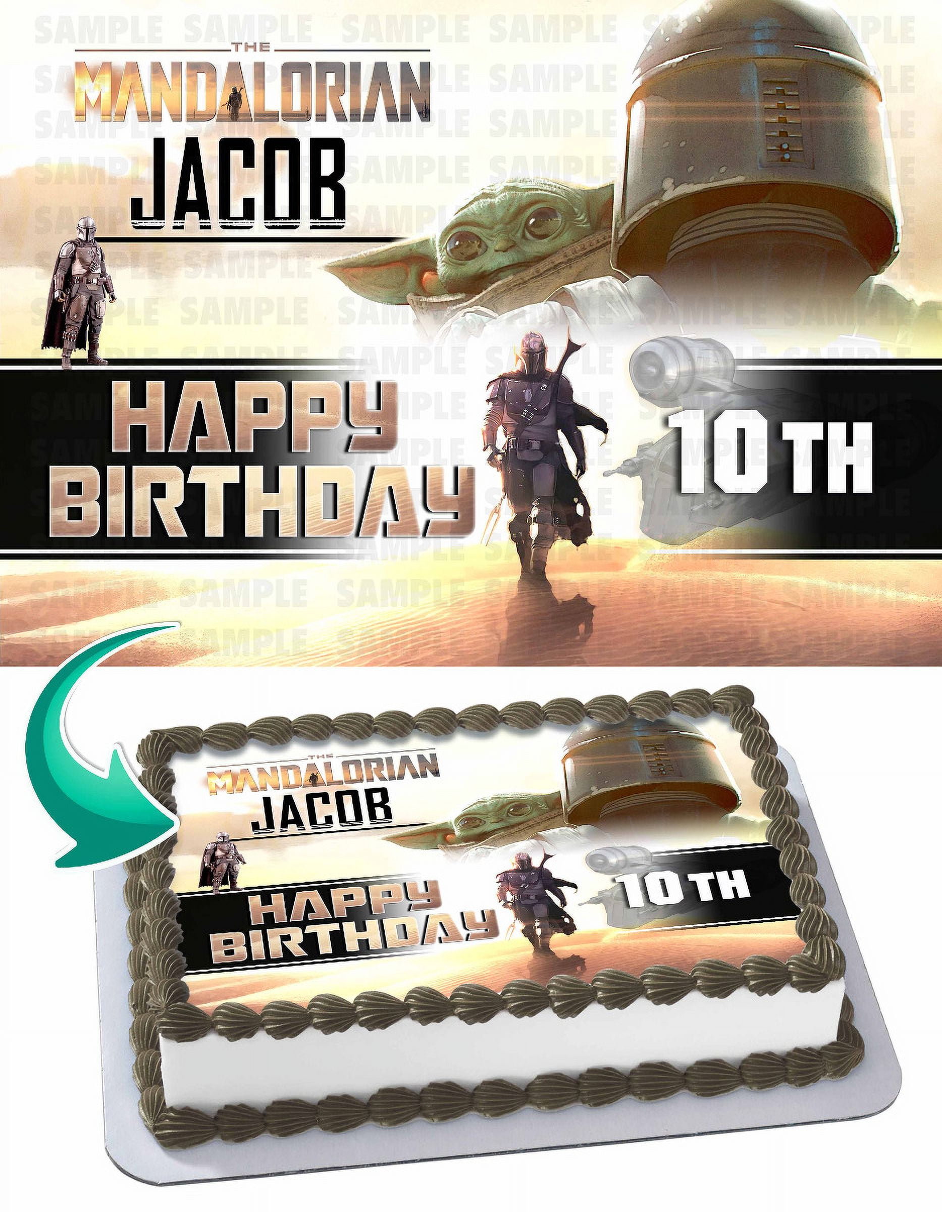 The Mandalorian Baby Yoda Edible Cake Image Topper Personalized