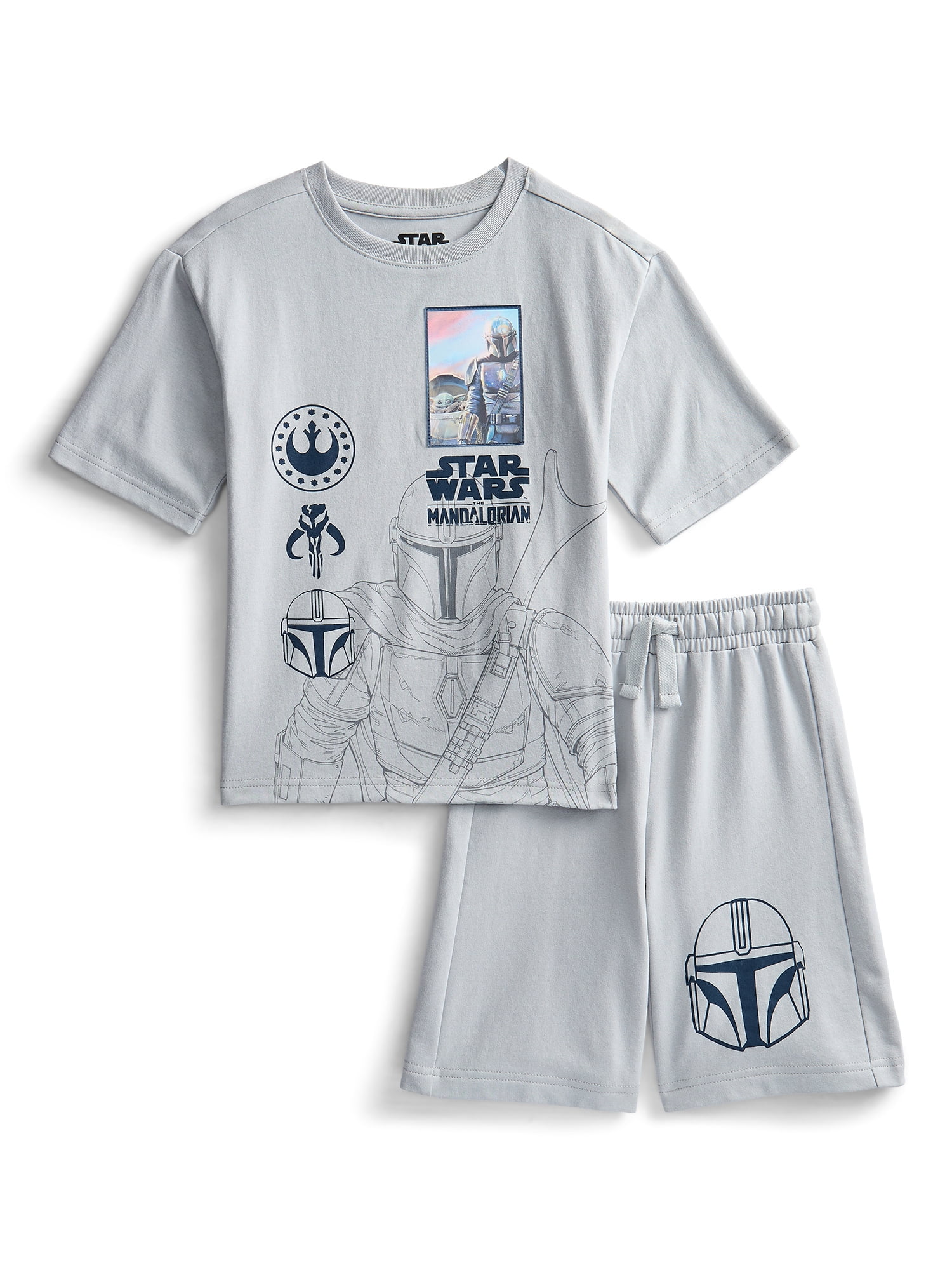 The Mandalorian Boys Graphic Tee and Fleece Shorts Set, 2-Piece, Sizes 4-16