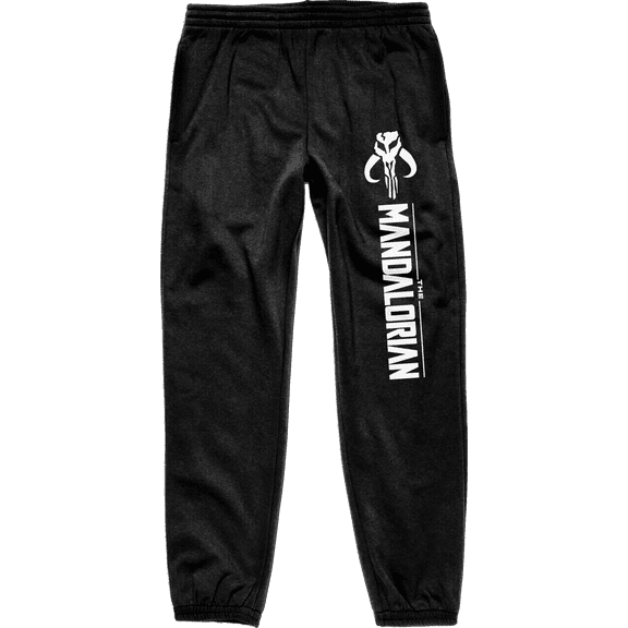 The Mandalorian Character Logo Men's Black Graphic Sweatpants - L
