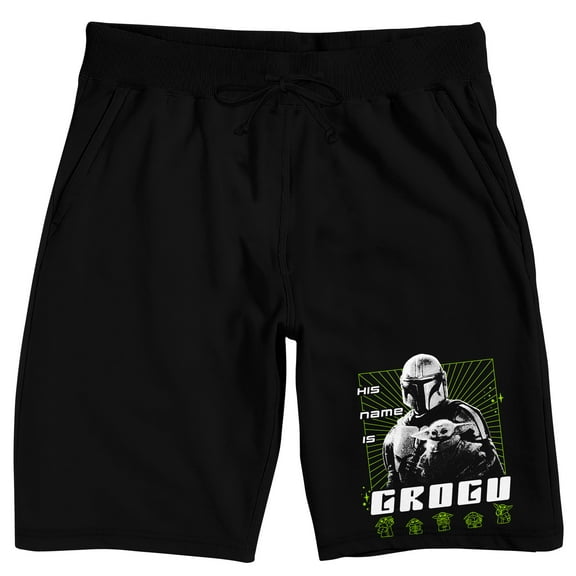 The Mandalorian Din Djarin & Grogu Men's Black Sleep Pajama Shorts-Medium