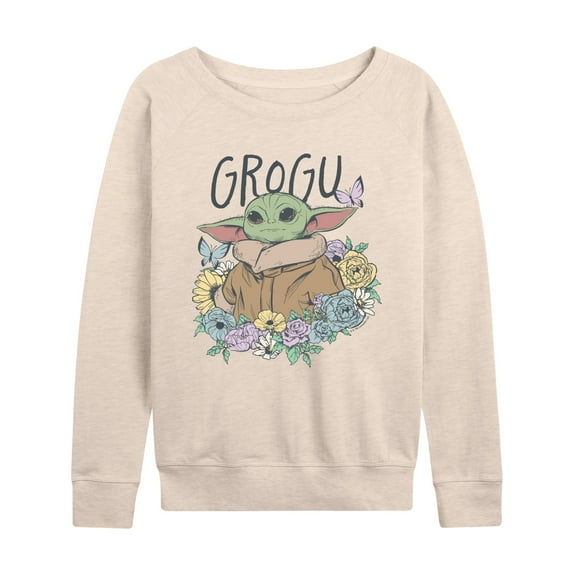 Star Wars - Floral Spring Grogu - Women's French Terry Long Sleeve Pullover