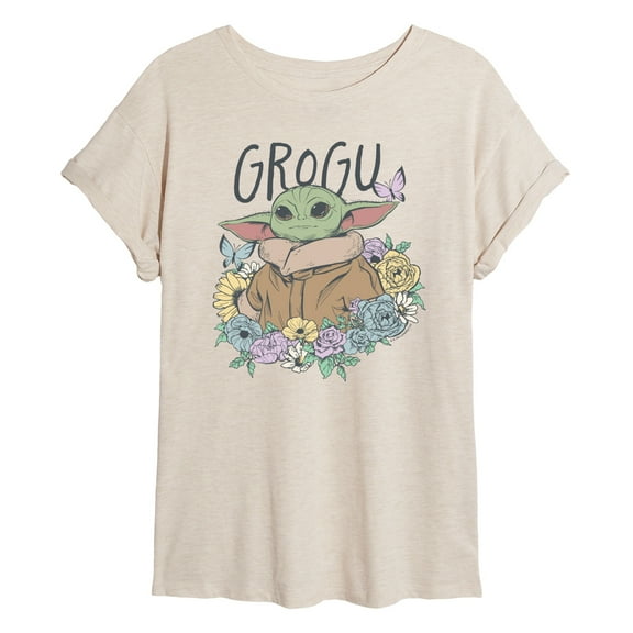 Star Wars - Floral Spring Grogu - Women's Oversized Graphic T-Shirt