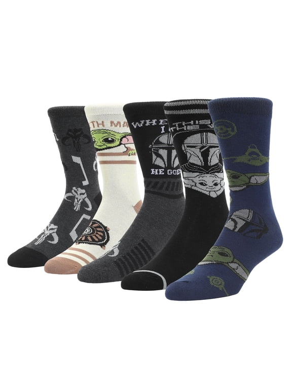 The Mandalorian Grogu Crew Socks 5 Pack for Men