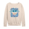 thumbnail image 1 of Star Wars - Grogu Flowers Women's Lightweight French Terry Wide Neck Long Sleeve Graphic Shirt, 1 of 4