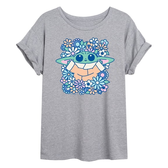 Star Wars - Grogu Flowers - Women's Oversized Graphic T-Shirt
