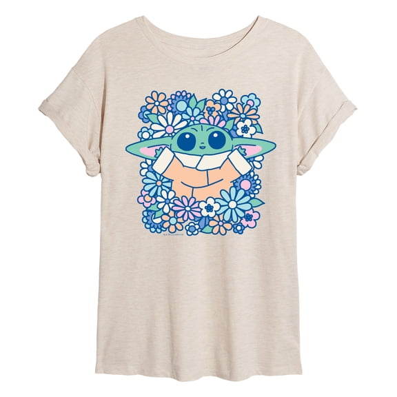 Star Wars - Grogu Flowers - Women's Oversized Graphic T-Shirt