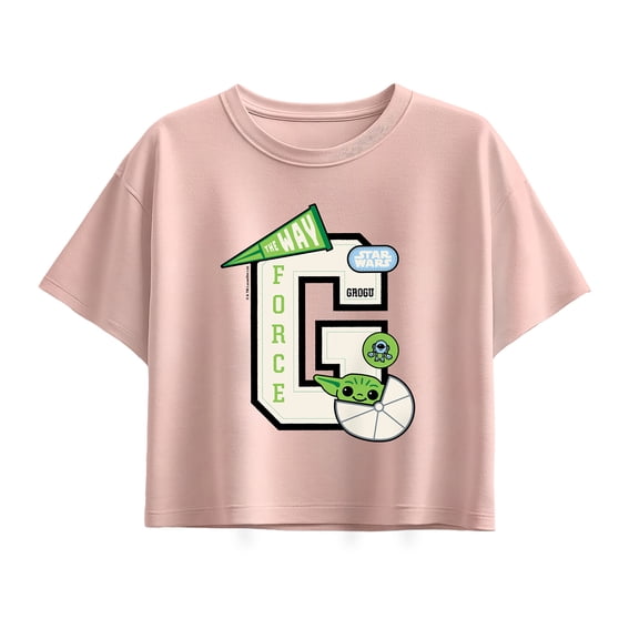 The Mandalorian - Grogu Letterman - Youth Girl Short Sleeve Boxy Tee