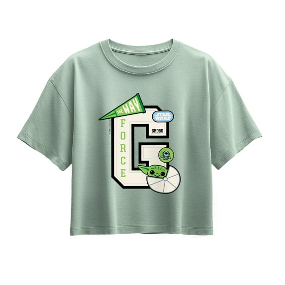 The Mandalorian - Grogu Letterman - Youth Girl Short Sleeve Boxy Tee