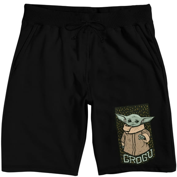 The Mandalorian Grogu Men's Black Lounge Shorts-XL