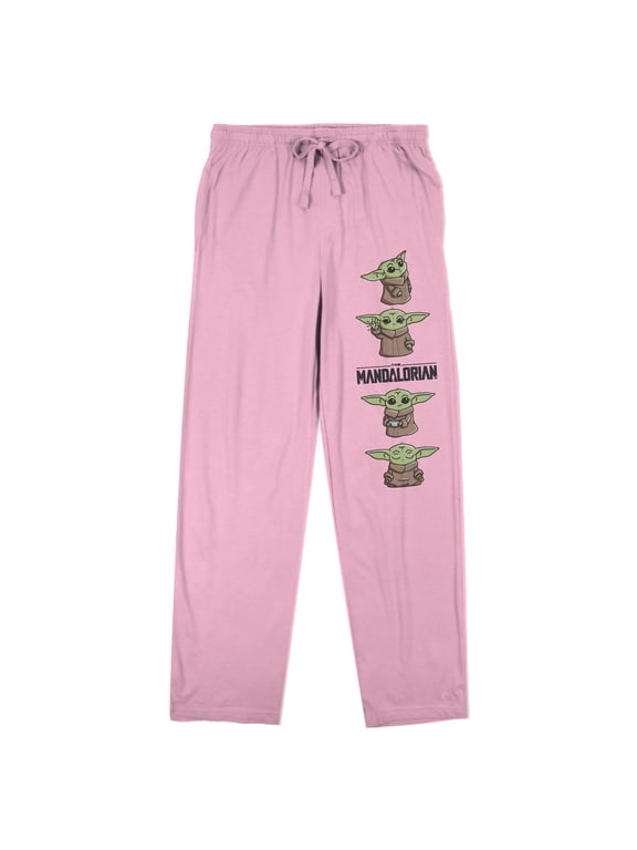 The Mandalorian Grogu Poses Women's Pink Sleep Pajama Pants-Medium