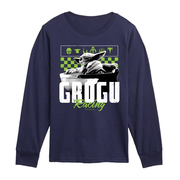 The Mandalorian - Grogu Racing Jersey - Youth Boys Long Sleeve Graphic T-Shirt
