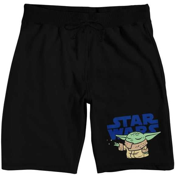 The Mandalorian Grogu Star Wars Logo Men's Black Sleep Pajama Shorts-3XL